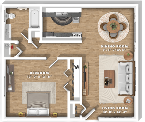 a floor plan of a room with a living room and a dining room